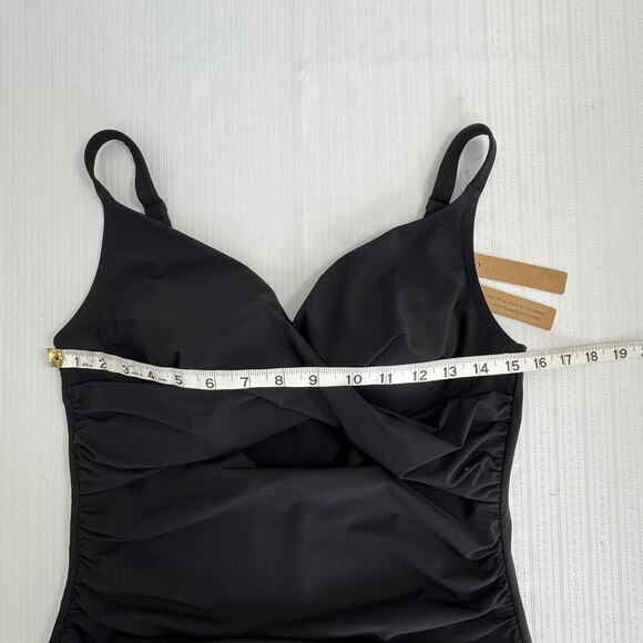 SHAPELLX Large Ribbed Cutout Front Shaping Swimsuit Black One-Piece Tummy CTRL - Picture 5 of 10